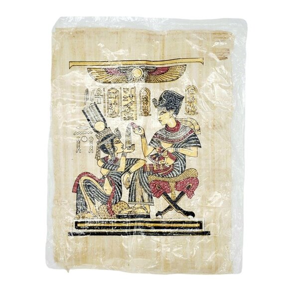 Genuine Egyptian Papyrus Hand Painted 17”‎ X 13.5” Good Quality - Picture 1 of 5